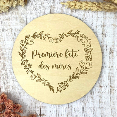 Carte étape en bois gravée - Ma première fête des mères