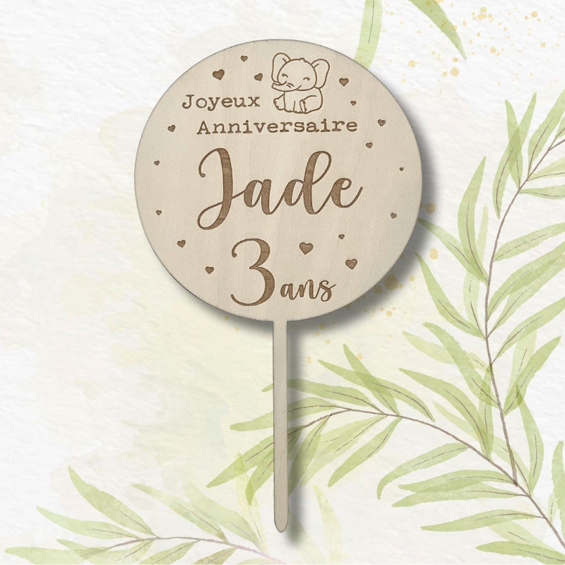 Cake Topper Bois Personnalisé - Déco Gâteau Anniversaire – Lou et Renardo