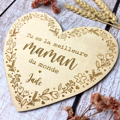 coeur en bois personnalisé - tu es la meilleure maman du monde