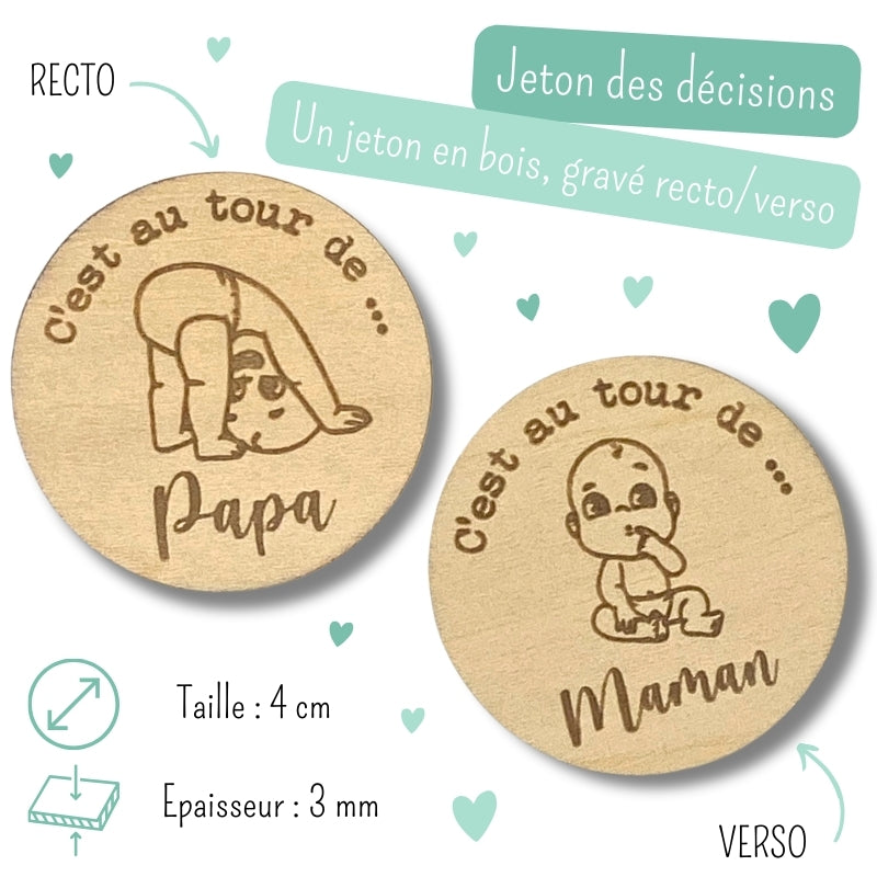 Jeton De Décision Pour Nouveaux Parents – Pièce Double Face Papa/Maman, Cadeau Amusant Pour Bébé