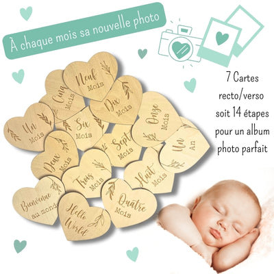 carte etapes en coeur pour les mois de bébé 