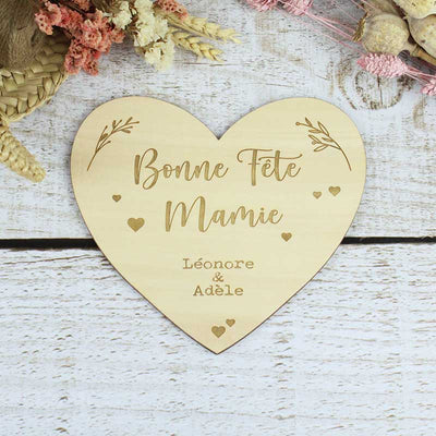 Coeur en bois Bonne fete Mamie