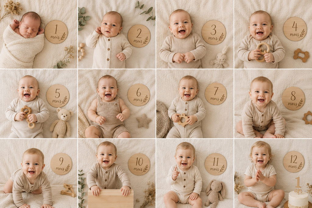 Les plus belles idées de photos bébé mois par mois : 12 mois de souvenirs inoubliables 📸👶