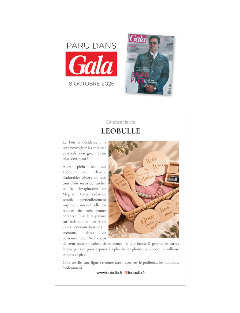 Léobulle dans Gala : une belle étape pour notre atelier de créations personnalisées
