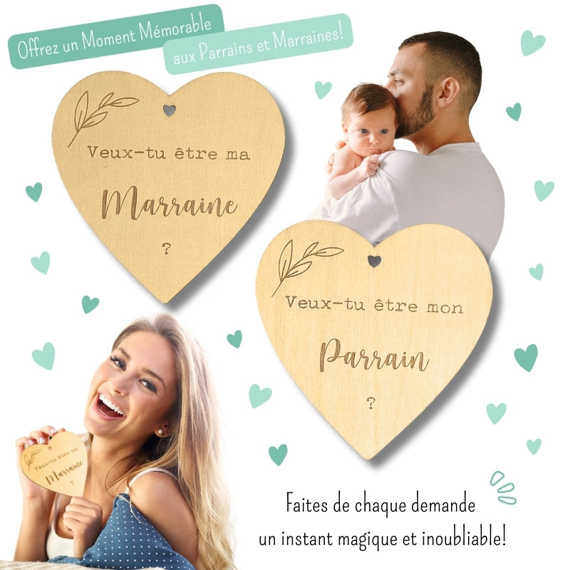 Aimant De Réfrigérateur Marraine Cadeau Inclure Marraine Ronde En Bois