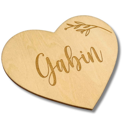 Carte Coeur en bois Personnalisée - Prénom