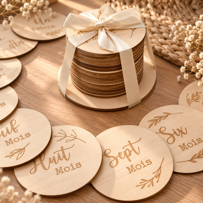 Cartes Étapes Bébé en Bois – Kit complet 32 souvenirs de naissance
