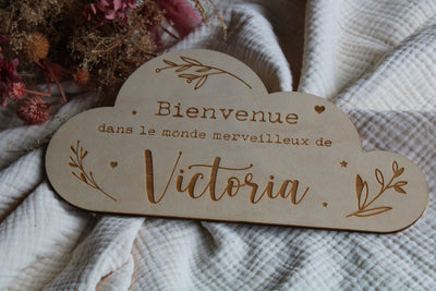Plaque de Porte Nuage - Motifs Feuille - Victoria