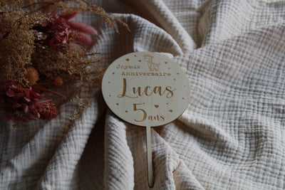 Cake Topper - Joyeux Anniversaire - Lucas 5 ans