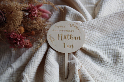 Cake Topper - Joyeux Anniversaire - Nathan 1 an