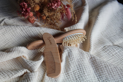 Brosse bébé en poils & Peigne - Feuille - Isaac