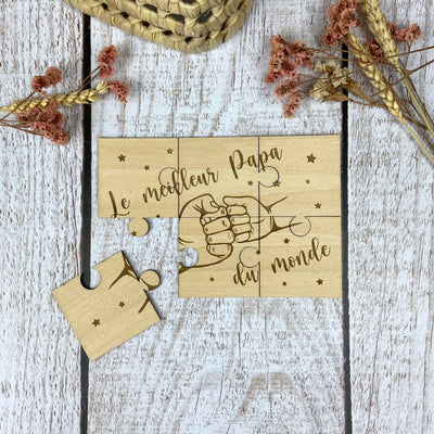 Puzzle en Bois pour Papa - "Le Meilleur Papa du Monde"