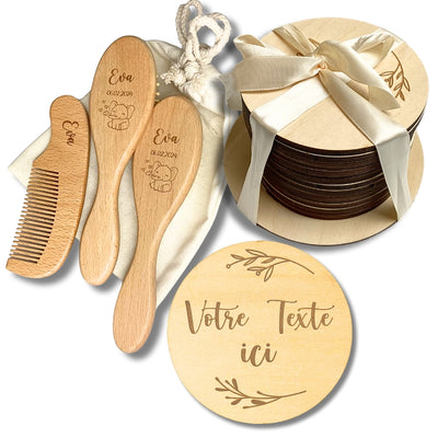 pack naissance - brosses, cartes etapes et plaque personalisée.