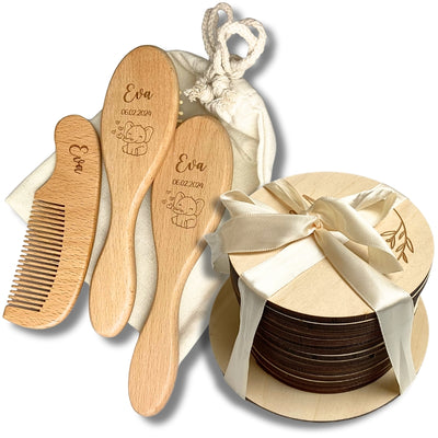 Pack naissance personnalisé - kit brosses + Cartes etapes bébé