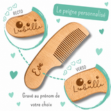 Peigne en bois personnalisé bébé – prénom gravé