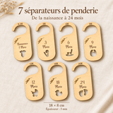 Sept séparateurs de penderie bébé de 18 × 8 cm et 3 mm d’épaisseur