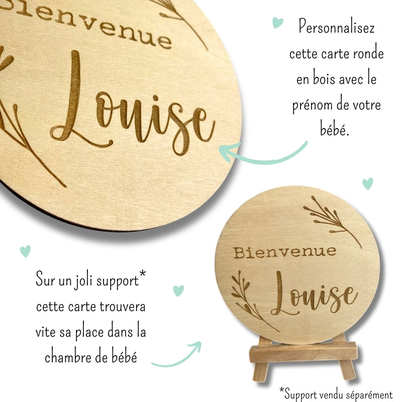 Panneau D'annonce Naissance En Bois - 15 Cm - Écrire Prénom, Date, Poids, Taille - Déco Chambre Bébé & Photo Nouveau-né