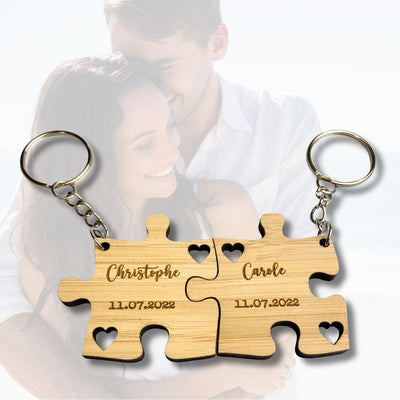 Porte-clés puzzle personnalisé (lot de deux)