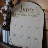 Support photo de classe personnalisé en bois motif chat pour enfant