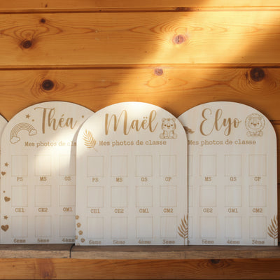 Support photo de classe personnalisé en bois pour enfant