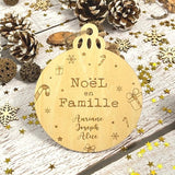 Boule de Noel en bois Personnalisée - Noël en famille